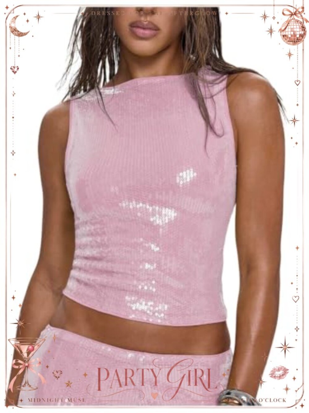 Sparkly Sequin Tank Top Slim Fit Sleeveless Rave Party Festival Night Out Top